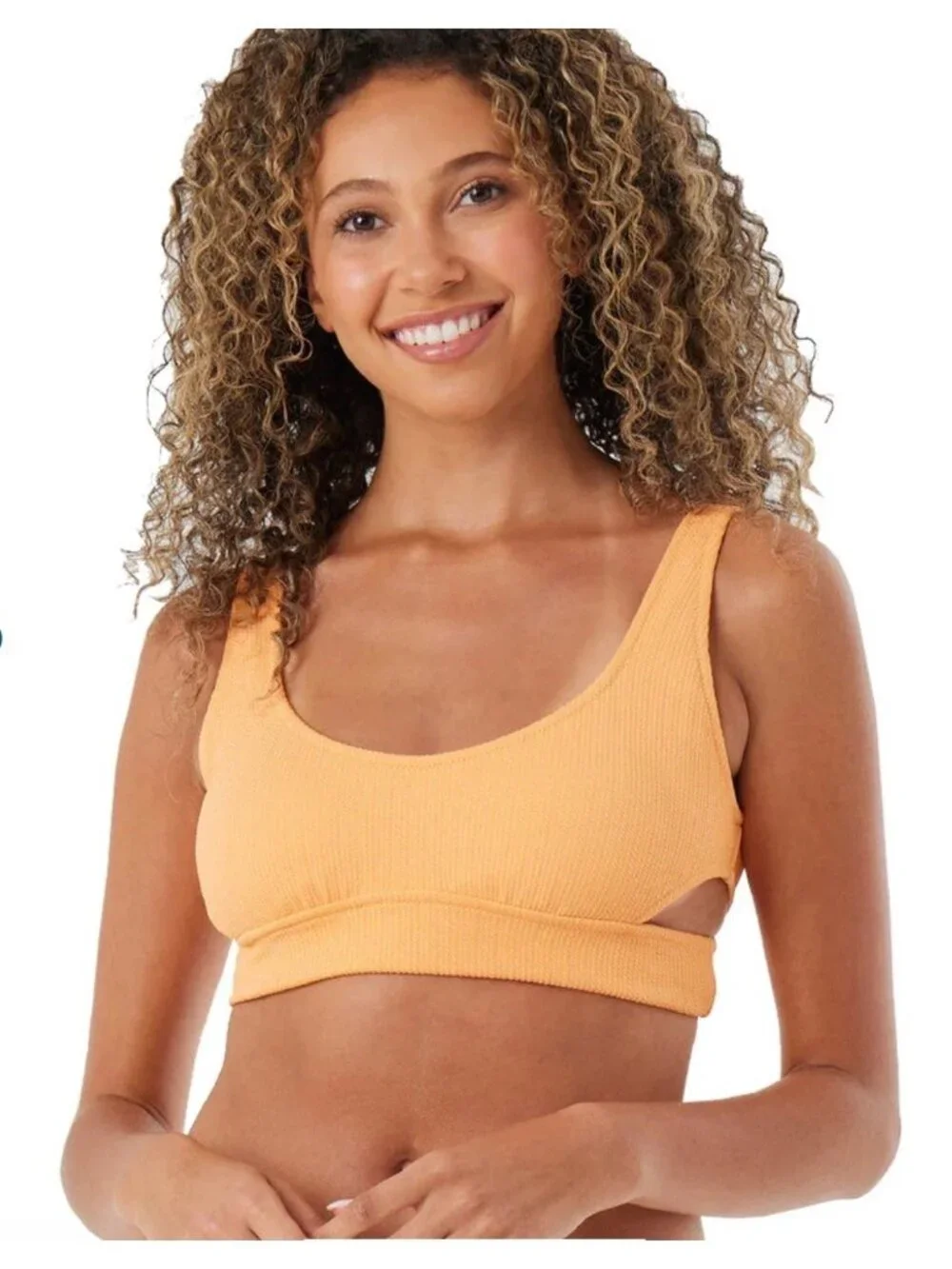 $50 ROXY Women’s Aruba Cut Out Bralette In Orange Papaya Size L